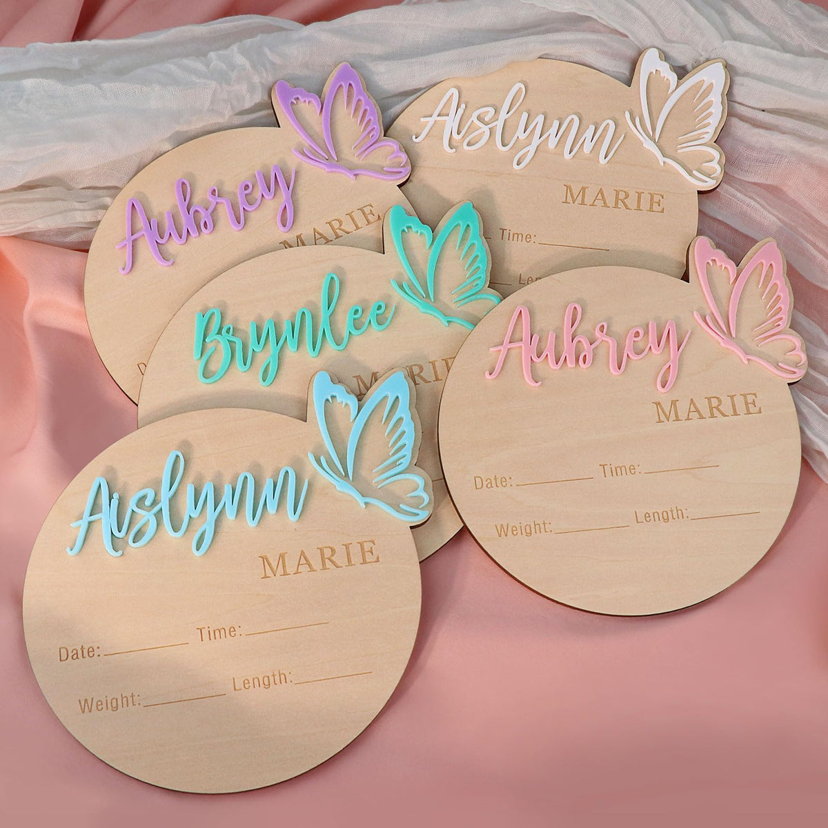 Personalized Butterfly 3D Name Sign for Hospital,Custom Wooden Baby Name Announcement Sign And Footprint Sign for Photo Prop Baby Shower Nursery Gift HZGUEOSTB