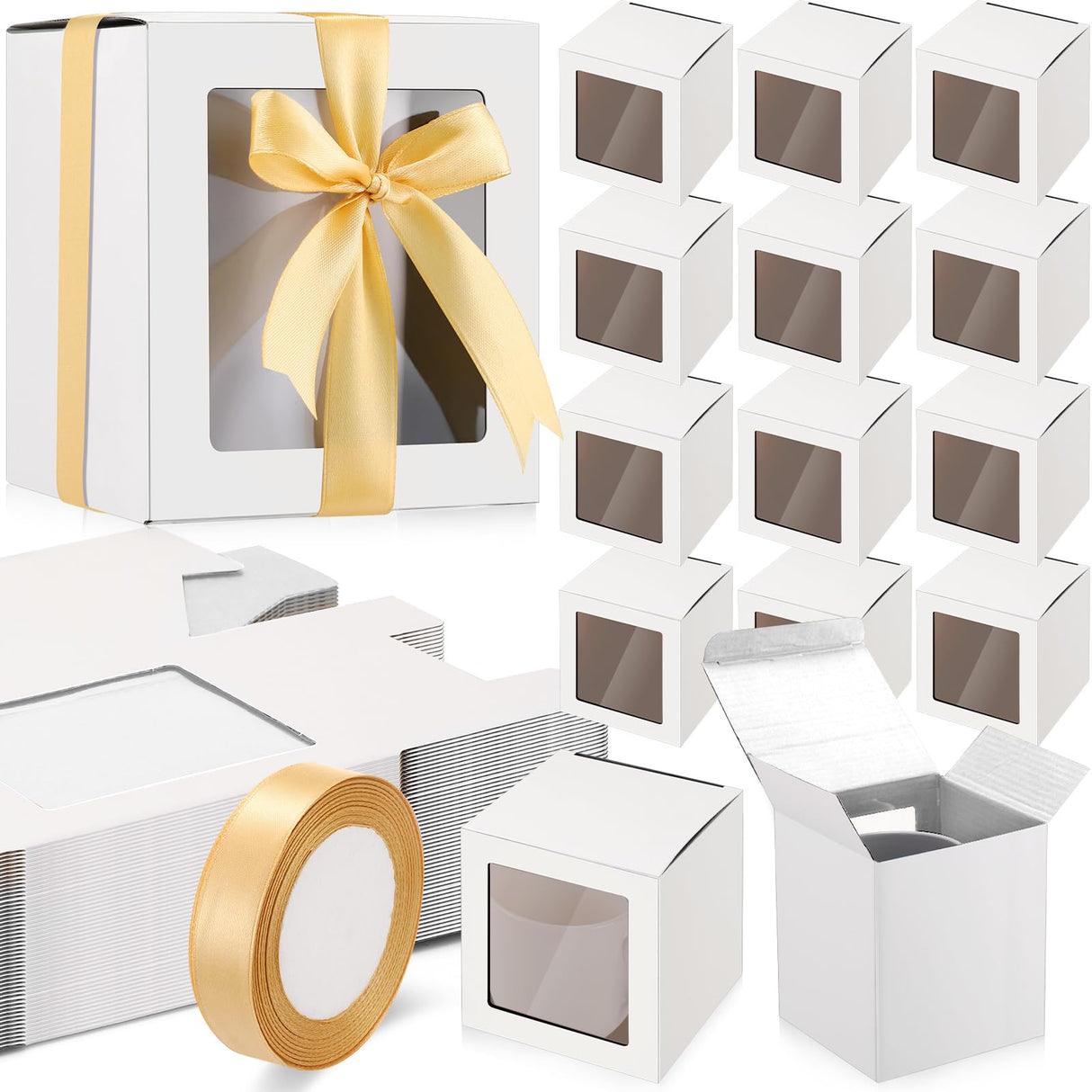 Ctosree 50 Pcs Gift Boxes for Sublimation Mugs, Mug Boxes for Shipping Exhibition Boxes for 11oz, 12oz, 15oz Sublimation Mugs Blank Mug Box Cups Gift Wrapping (White) Ctosree