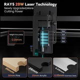 Longer RAY5 Laser Engraver, 20000mW Output Power, 3.5"Touch Screen APP Offline Control, DIY Engraver Tool for Metal/Glass/Wood, Engraving Area 15.75"x14.37" Longer