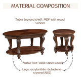 LKTART Oval Wood Coffee Tables for Living Room, Vintage Round Coffee Table with Carved Wood Legs, Tradition Elegant Center Table (Cherry, 42 Inch) LKTART