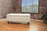HomePop Large Storage Bench with Nailhead Trim - Cream HomePop