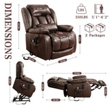 Infinite Position Lay Flat Lift Recliner Chair for Adults, Dual Motor Power Lift Chair for Elderly with Massage & Heating, Extended Footrest, USB Ports, Remote Control & Lumbar Pillow, Leather (Brown) RESTREAL