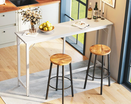 ODK 63-Inch Rectangular Bar Table with Sturdy Legs - Elegant White High Top for Indoor Use ODK