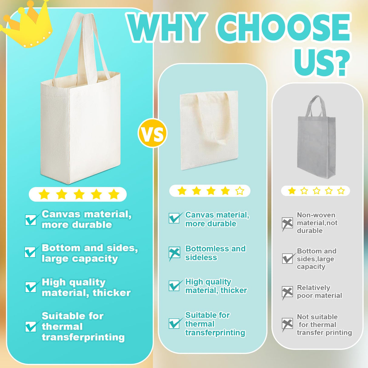 Amylove 24 Pcs Mini Tote Bag Sublimation Blank Canvas Tote Bags Reusable Grocery Bags DIY Sack Goody Bag for Christmas Party Event Bag(8 x 10 x 4 Inch,Natural Color) Amylove