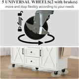 Rolling Kitchen Island Cart with Storage, Kitchen Island on Wheels with LED Lights & 3 Drawers, Side Table with Spice Rack & Towel Rack, Large Mobile Islands Table for Dining Room, White Gyfimoie