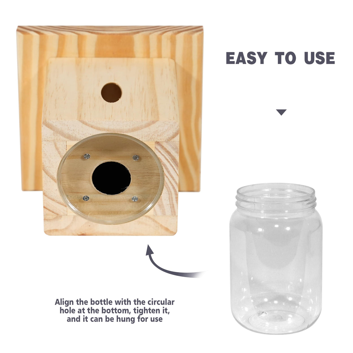 2 PCS Wood Carpenter Bee Trap for Outside - Best Bee Trap - Nature Hanging Carpenter Bee Traps Plastic Jar Outdoor - Insect Traps Best Bee Trap