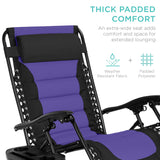 Best Choice Products Oversized Padded Zero Gravity Chair, Folding Outdoor Patio Recliner, XL Anti Gravity Lounger for Backyard w/Headrest, Cup Holder, Side Tray, Polyester Mesh - Black/Purple Best Choice Products