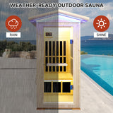 Outdoor Sauna 1 Person for Home Backyard Sauna Outdoor Infrared Sauna 1 Person Dry Sauna for Home Far Infrared Sauna Outdoor Spruce Wood Sauna 1300W Low EMF Single Person Infrared Sauna Room in Home RIGO