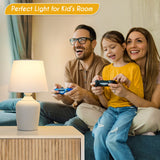 Sucolite Small Table Lamps Set of 2, Bedside Nightstand Lamps for Bedroom Kid’s Room, Cute Desk Lamps with Studded Texture Base for Reading Nursery Living Room Office, White Sucolite
