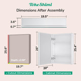 TokeShimi 20x26 Medicine Cabinet Mirror with Storage Tempered, Aluminum Surface Mount or Recessed Medicine Cabinet White with Adjustable Shelves for Bathroom Vanity Modern Farmhouse TokeShimi