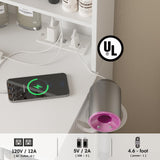 Vabches Vanity, Makeup Vanity Desk Set with Mirror & Light, Dressing Table Storage Lots with Power Strip, 3 Lighting Modes with Adjustable Brightness, 37 Inches (White) (White with Stool) Vabches