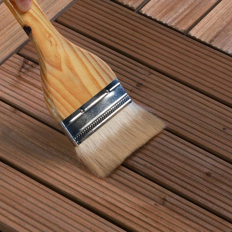 Yaheetech 27PCS Interlocking Patio Deck Tiles 12 x 12in Wood Floor Tiles Outdoor Flooring for Patio Garden Deck Poolside Brown Yaheetech