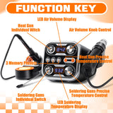 M-T 2 IN 1 Soldering Iron & Hot Air Rework Station 760W High Power With 3 Sets Stored Temperature and Smart Safe Sleep Mode SMD Estacion de Calor,°F/°C Conver Digital,Temp Correction Dual LED Screen M-T