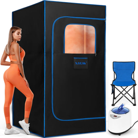 X-Vcak Sauna Box, Portable Sauna, Steam Sauna for Home with 3L Steamer, Remote Control, Folding Chair, 31.5”x 31.5”x 70.9”