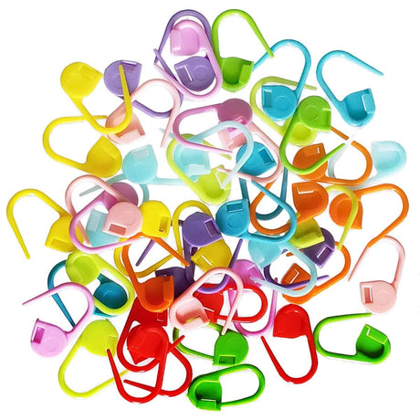 50 Colorful Knitting Markers - Crochet Clips & Pins, Locking Stitch Markers, DIY Craft Plastic Safety Pins, Weave Stitch Needle Clip Counter (10 Colors) TTSAM