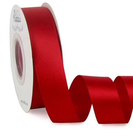 Ribbli Double Faced Red Satin Ribbon,1” x Continuous 25 Yards,Fabric Ribbon Use for Bows Bouquet,Christmas Gift Wrapping,Floral Arrangement Ribbli
