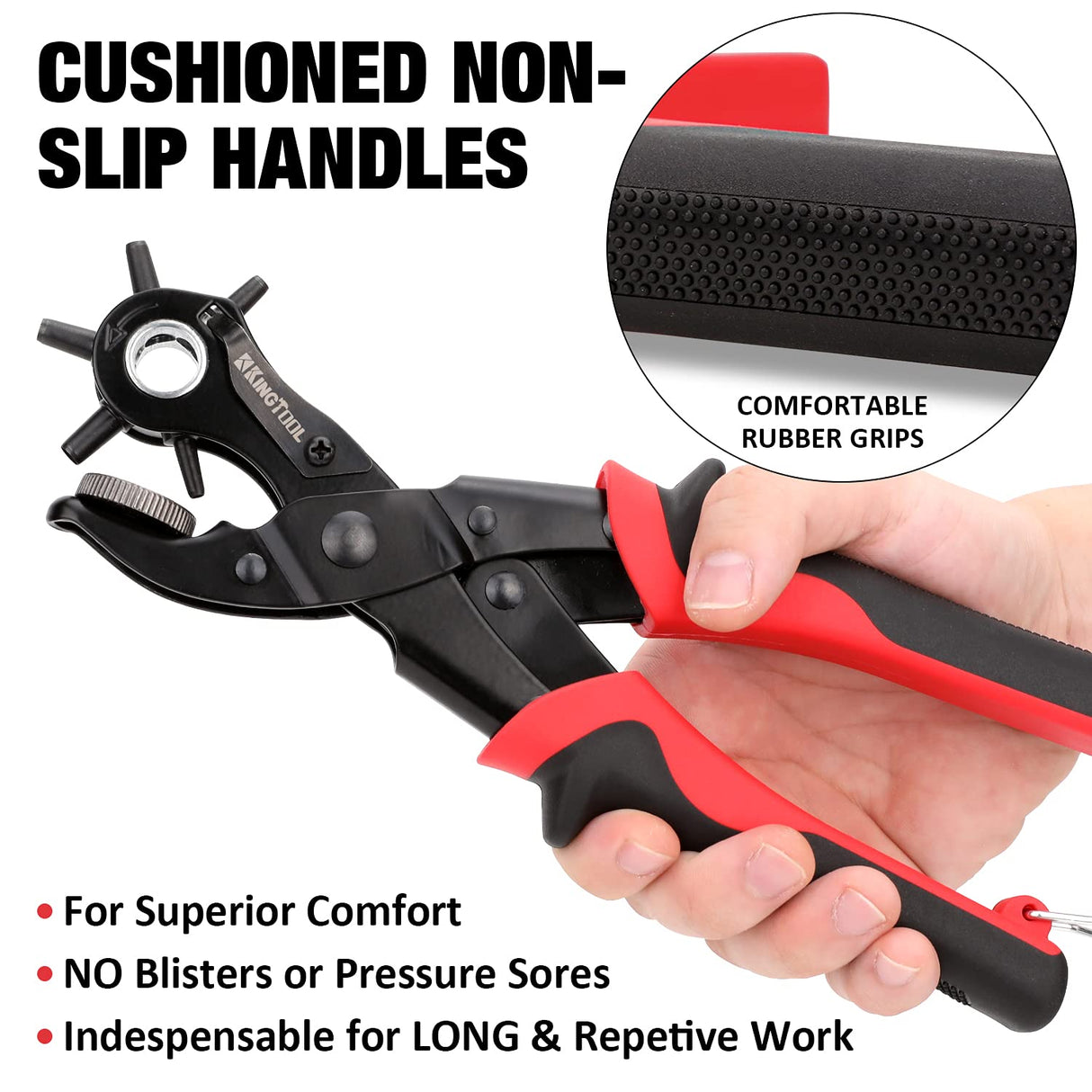 KingTool Leather Hole Punch Set, Super Heavy Duty Rotary Puncher, Multi Hole Sizes Maker Tool KingTool