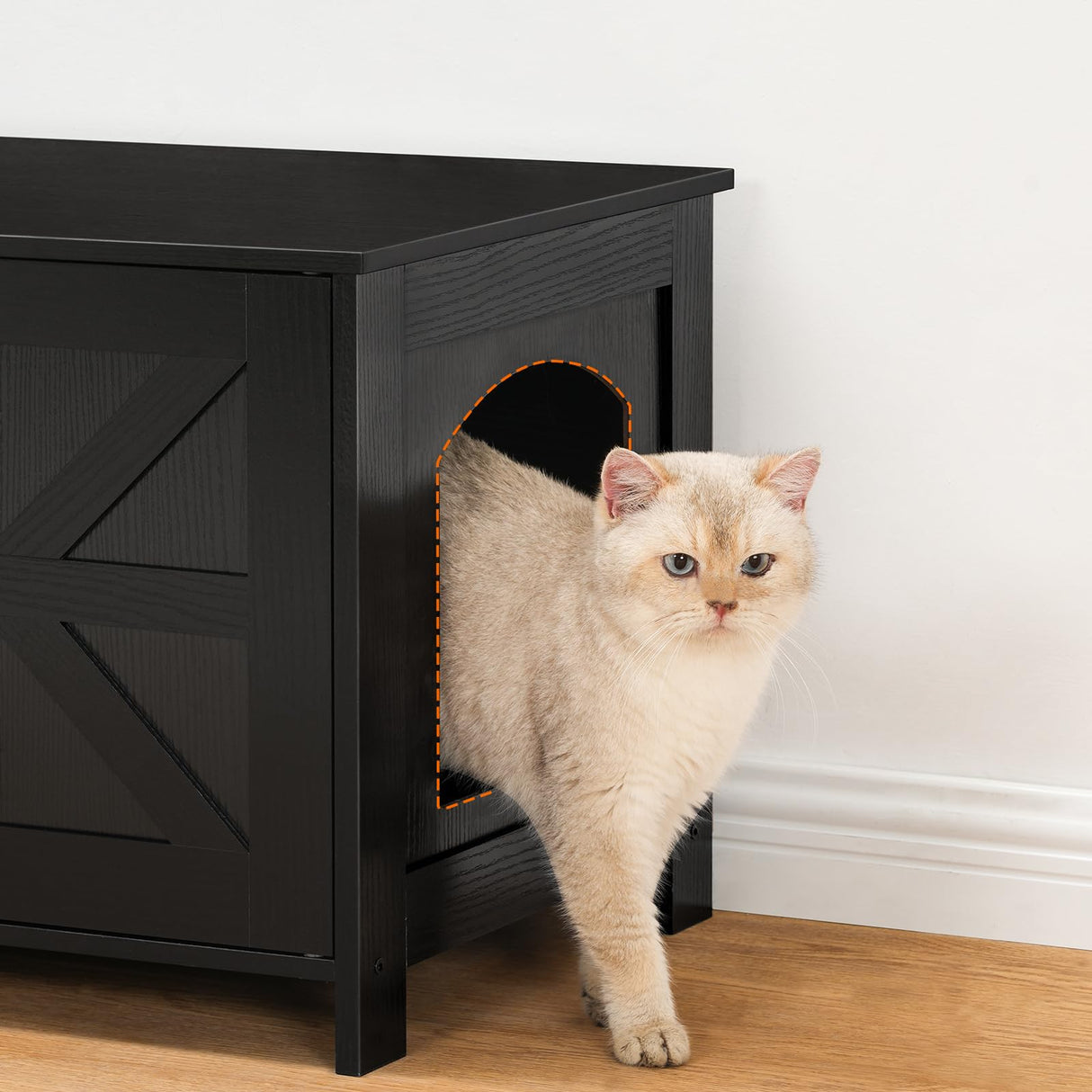 HOOBRO Cat Litter Box Enclosure for 2 Cats, Hidden Litter Box Furniture, 47.2 x 17.7 x 19.7 Inches, Wooden TV Stand with Dual Room, Large Cat House for 2 Cats, Black BK32MW01G1 HOOBRO