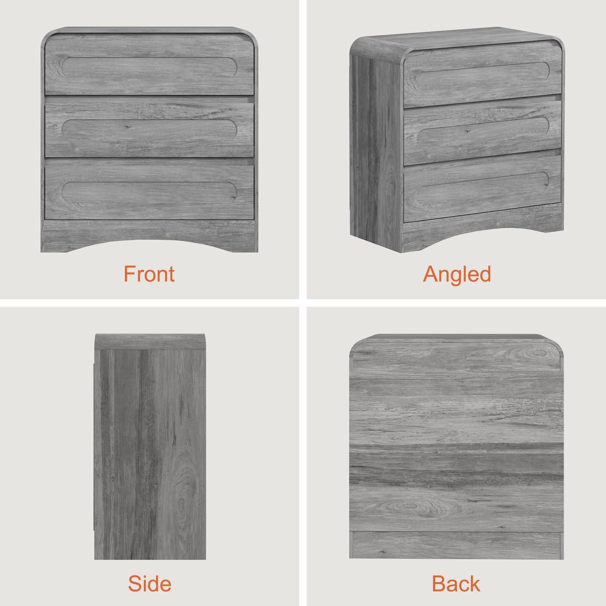 3 Drawer Dressers for Bedroom, 32" Wide Wood Storage Dresser & Chest of Drawers Organizer, Large Modern Dressers with 3 Drawer Storage Organizer for Bedroom Living Room Hallway Closet, Grey SOLACE FURNITURE