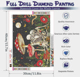 VeGuude Diamond Painting Kits for Adults, Mushroom 5D Diamond Art Kits, Full Drill DIY Crafts for Adults Home Wall Decor Diamond Dots Skeleton Moon [11.8x15.7inch] VeGuude