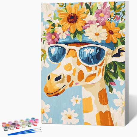Framed Paint by Numbers Kit for Adults Beginner & Kids Ages 8-12, Animals Giraffe Adult Paint by Number Kits on Canvas, DIY Acrylic Watercolor Oil Paint by Number for Teens for Home Decor 8x12 Inch Possoco