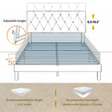 Mhjinuwet Queen Size Bed Frame, Velvet Upholstered Platform with Headboard, Easy Assembly, No Box Spring Needed, Non-Slip and Noise-Free with Strong Wooden Slats (Beige, Queen (U.S. Standard)) Mhjinuwet