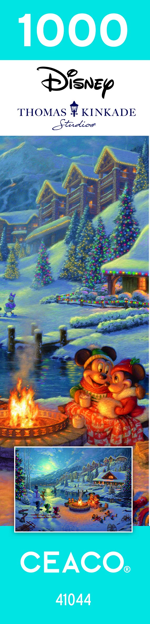Ceaco - Thomas Kinkade - Disney Dreams Collection - Holiday - Mickey and Minnie Christmas Lodge - 1000 Piece Jigsaw Puzzle Ceaco