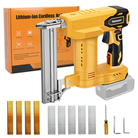 18GA Cordless Brad Nailer Compatible with Dewalt 20V MAX Battery, 2 in 1 Brushless 5/8 to 1-1/4 Inch Cordless Nail Gun with 1000pcs Nails/Staples for Carpentry and Woodworking Projects(Tools Only) Yutesiri