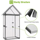 Sheds Outdoor Storage, Wooden Garden Shed with All Around Strong Metal Frame, Large Tool Shed with Floor and Adjustable Shelves, for Backyard Garden Patio Lawn(White) Joyqinchen