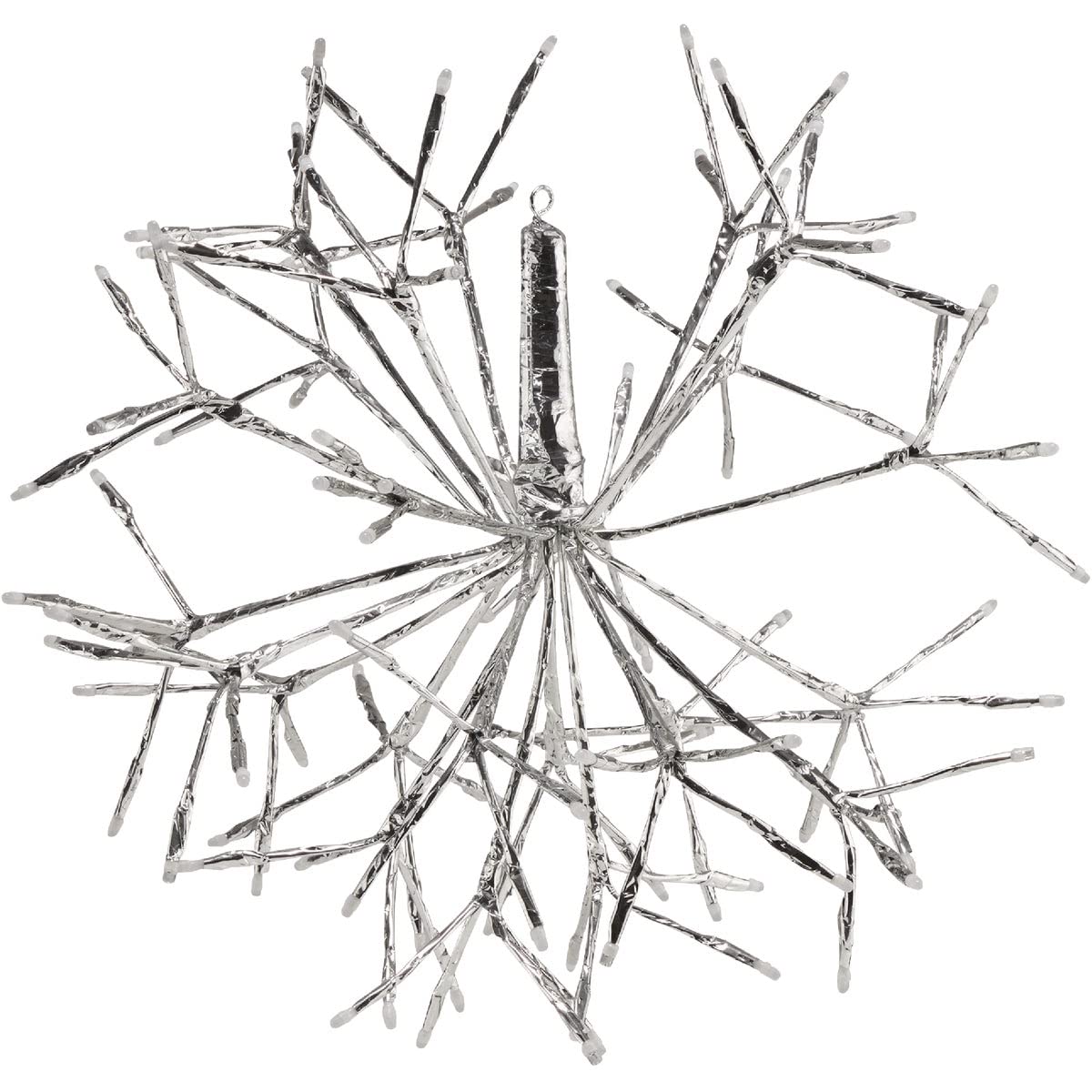 Alpine Corporation 16"H Indoor Holiday 3D Snowflake Hanging Ornament with LED Lights, Silver