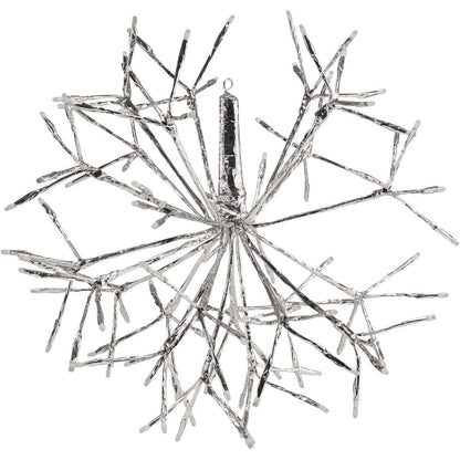 Alpine Corporation 16"H Indoor Holiday 3D Snowflake Hanging Ornament with LED Lights, Silver