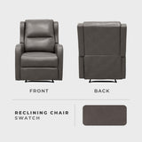 Lexicon Manual Recliner Chair, Reclining Sofa Chair, Home Theater Seating, Wall Hugger, Manual Recliner for Living Room/Office/Apartment, Easy Assembly, Gray Faux Leather Lexicon