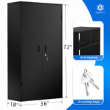 Greenvelly Metal Garage Storage Cabinet, 72'' Lockable Steel Cabinet with 2 Doors and 4 Adjustable Shelves, Black Metal Tool Cabinets,Locking File Cabinet for Home Office, Garage, School Greenvelly