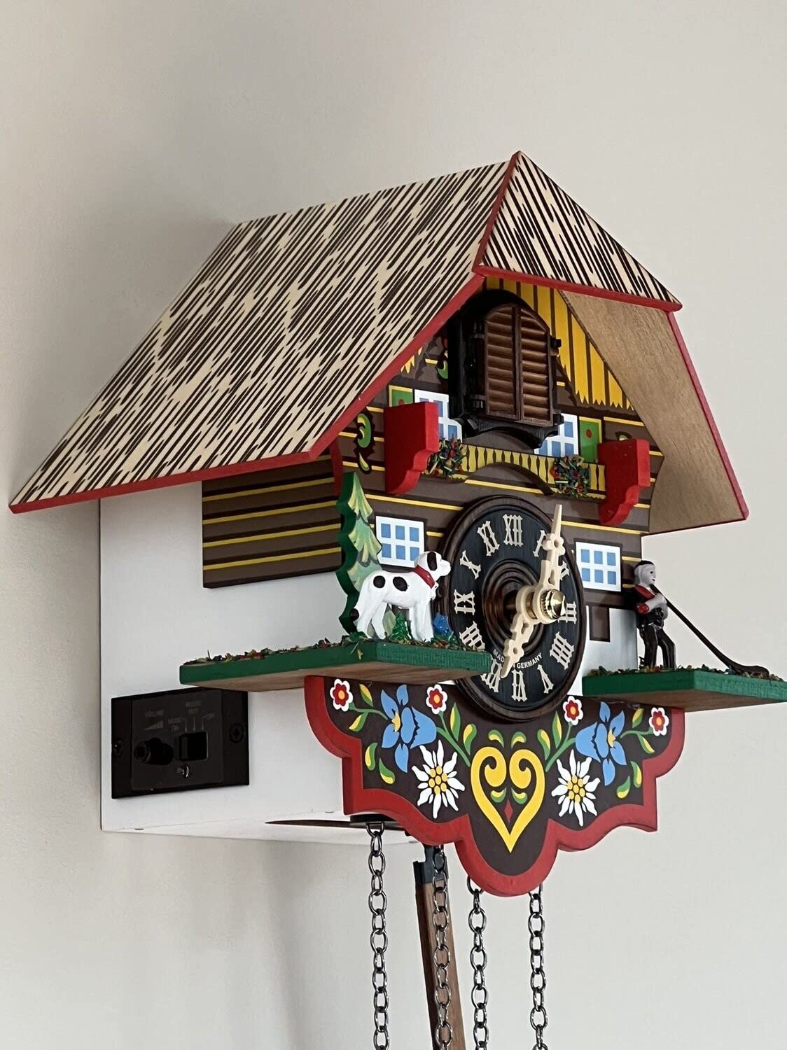 River City Clocks Musical Multi-Colored Quartz Cuckoo Clock - 8 Inches Tall - Model # M8-08PQ River City Clocks