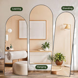 Arched Mirror Full Length, 16"x59" Body Wall Mirrors with Shatter-Proof Glass, Floor Standing, Hanging or Leaning, Tall Arch Mirror with Stand Aluminum Alloy Frame for Bedroom Cloakroom Zibbizo