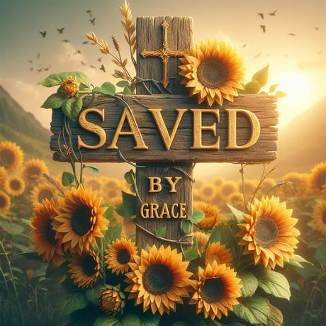 NWQZBYHT Cross 5D Diamond Painting Kits for Adults,Religious Cross with Sunflower Diamond Art Kits for Adults,Round Full Drill Gem Art for Beginner,Diamond Dots Craft Home Wall Decor 13.78x13.78 Inch NWQZBYHT