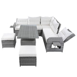 SOFTSEA 6-Piece Patio Furniture Set, Outdoor L-Shaped Sectional Recliner Sofa with 2 Ottomans, All Weather Cushions & Storage Table, Outdoor Conversation Set for Backyard, Beige SOFTSEA