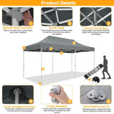 HOTEEL 10x20 Heavy Duty Pop Up Canopy Tent Outdoor Canopy Tents for Parties, Commercial Instant Waterproof Canopy Wedding Event Tent with Roller Bag, UV 50+Portable Shelter, Thick Hexagonal Legs, Grey Hoteel