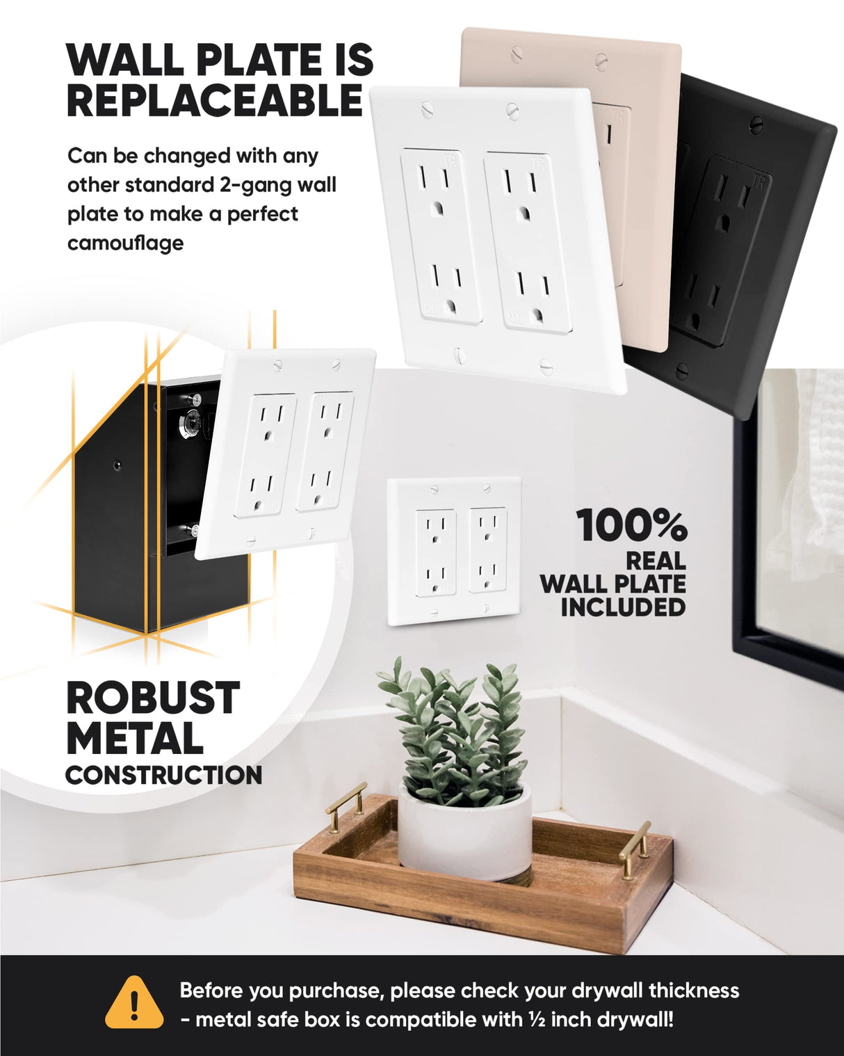 Elder Welder® Wall Outlet Hidden Safe with Key Lock | The Sneaky Way to Trick Thieves | Easy to Install | 100% Real Wall Plate | Wall Hidden Safe for Money | Elevated Choice Over Book Safe or Can Safe Elder Welder