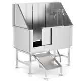 GAOMON 50" Dog Bathing Station,Professional Stainless Steel Dog Washing Station for Large Dogs, Dog Grooming Tub Bathtub with Soap Box, Removable Ramp,Faucet,Washing Sink for Home GAOMON