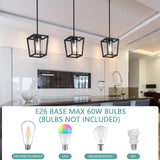 SGLfarmty 1-Light Black Pendant Lights Kitchen Island, Farmhouse Cage Metal Hanging Light Fixtures with Glass Shade，Adjustable Lantern Pendant Lighting for Dining Room, Entryway, Hallway SGLfarmty