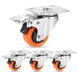 W B D WEIBIDA 2" Plate Caster Wheels Heavy Duty 600 Lbs Load Capacity Swivel Casters with Brake Set of 4, Safety Dual Locking, No Noise Wheels for Furniture, Carts (Screws and Screwdriver) W B D WEIBIDA