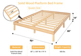 Naomi Home 14 Inch Pine Wood Queen Platform Bed Frame - Sturdy, No Squeak Design, No Box Spring Needed Naomi Home