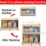 ETMI Bamboo Bread Box for Kitchen Counter-Large Capacity Bread Storage Container Farmhouse Bread Box with Window Bread Holder ETMI