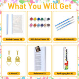 2 Pack Flower Paint by Numbers Kit for Adults, Book Paint by Numbers for Adults, DIY Adult Painting by Numbers Beginners on Canvas Acrylic for Home Wall Art Decor 12x16Inch (Rolled Package) Mandun