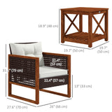 Outsunny 3 Pieces Patio Bistro Set Wooden with Cushions, PE Wicker Patio Furniture Outdoor for Porch, Backyard, Garden, Brown Outsunny