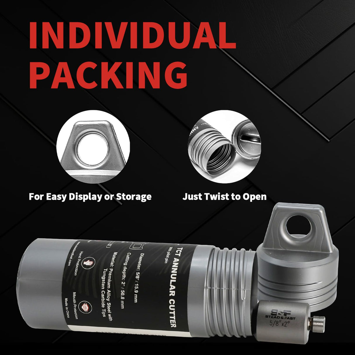 Carbide Annular Cutter 5/8" Cutting Diameter, 2" Depth of Cut, 3/4" Weldon Shank S&F STEAD & FAST