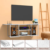 Floating TV Stand for 50 60 Inches TV,Wall Mounted Media Console with Open Storage Shelves，Modern Entertainment Center for Living Room,Bedroom (White) Fogein