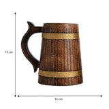 BOONTOON Wooden Coffee Mug for Men Gift Tankard Handmade Drinking Beer Viking Mug Cup Glass Barrel Mug for Men Women (Pack of 2-18Oz) BOONTOON
