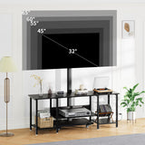 TV Stand with Mount for 32-65 Inch TVs, Swivel Rolling TV Stand Mount with Wheels and Power Outlet, Entertainment Center with Storage, Media Console Cabinet for Living Room Bedroom, Black MJOMKN